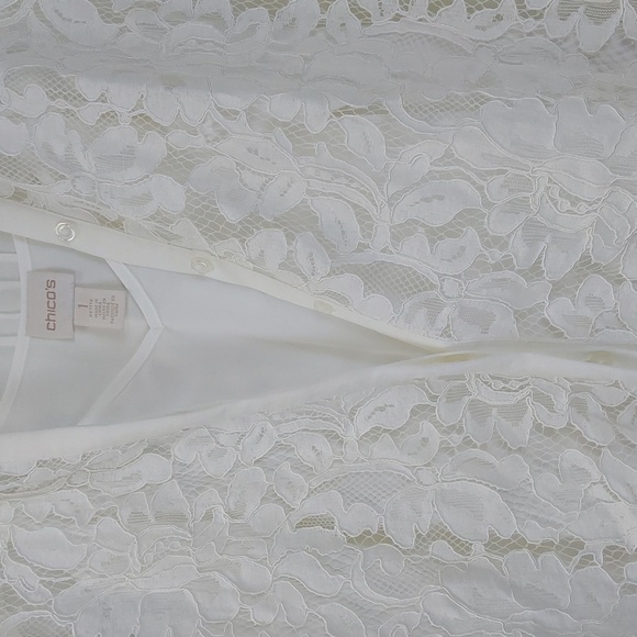 Chico's Womens Cream Camisole open lace Cardigan Set Neutral DAINTY Sz.1P - Picture 5 of 11